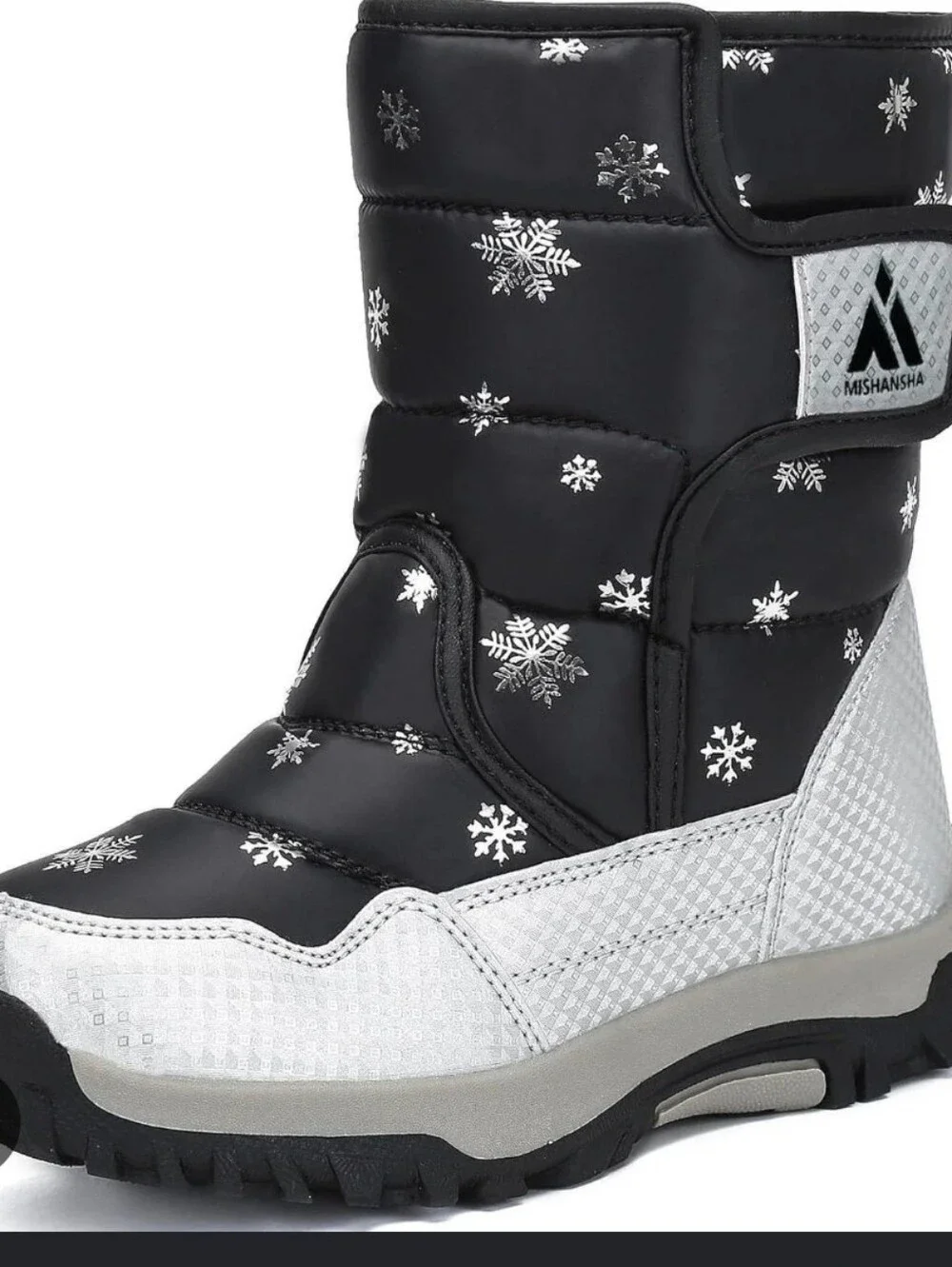 Mishansha Kids Black & Silver Snow Boots Size 10.5